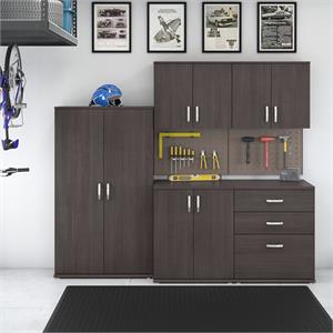 Pemberly Row 5 Piece Modular Garage Storage Set With Cabinets in Storm Gray