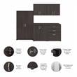 Pemberly Row 5 Piece Modular Garage Storage Set With Cabinets in Storm Gray