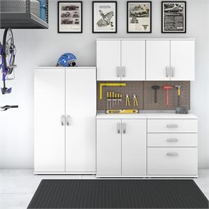 Pemberly Row 5 Piece Modular Garage Storage Set With Cabinets in White