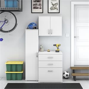 Pemberly Row 3 Piece Modular Garage Storage Set With Cabinets in White