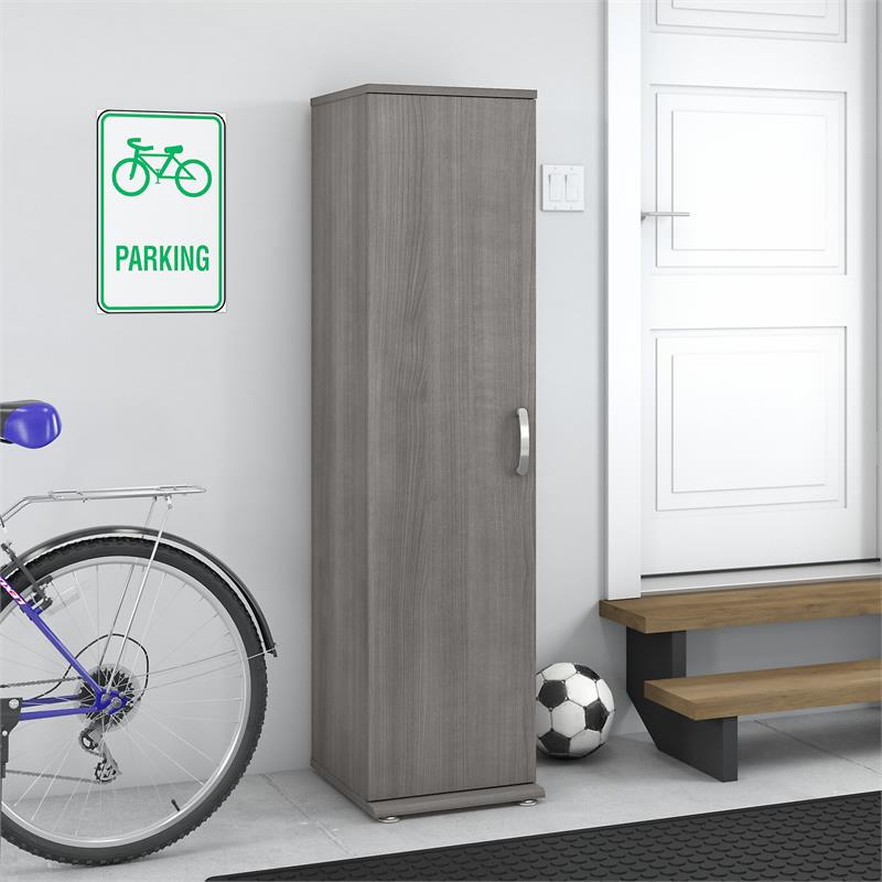 Pemberly Row 16W x 17D x 62H Narrow Garage Storage Cabinet in Platinum Gray
