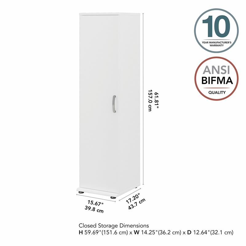 Pemberly Row 16W x 17D x 62H Narrow Garage Storage Cabinet in White