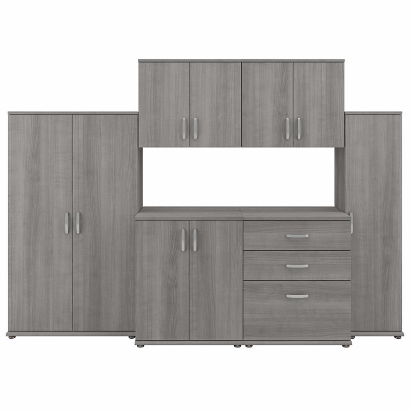 Pemberly Row 6 Piece Modular Laundry Room Storage Set in Platinum Gray