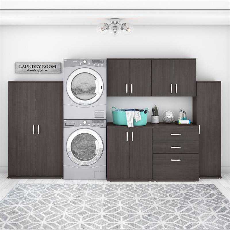 Pemberly Row 6 Piece Modular Laundry Room Storage Set in Storm Gray