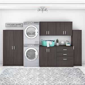Pemberly Row 6 Piece Modular Laundry Room Storage Set in Storm Gray