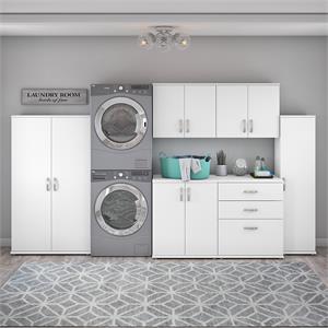 Pemberly Row 6 Piece Modular Laundry Room Storage Set in White