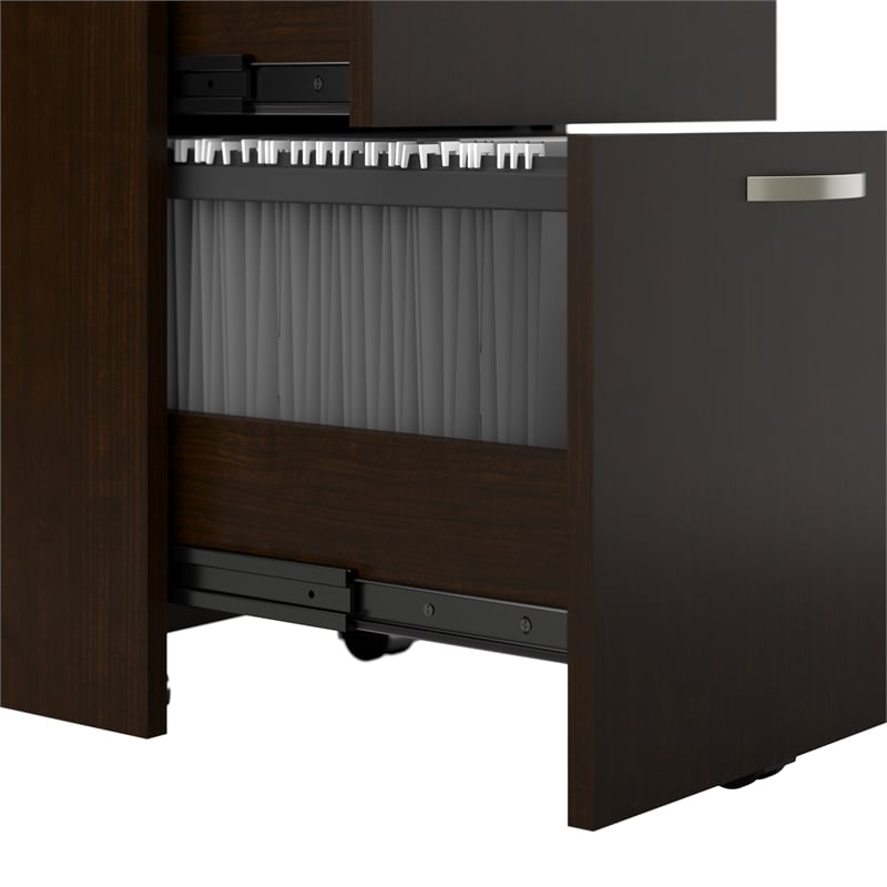 Pemberly Row Cubicle Storage Set with File Cabinet in Mocha Cherry