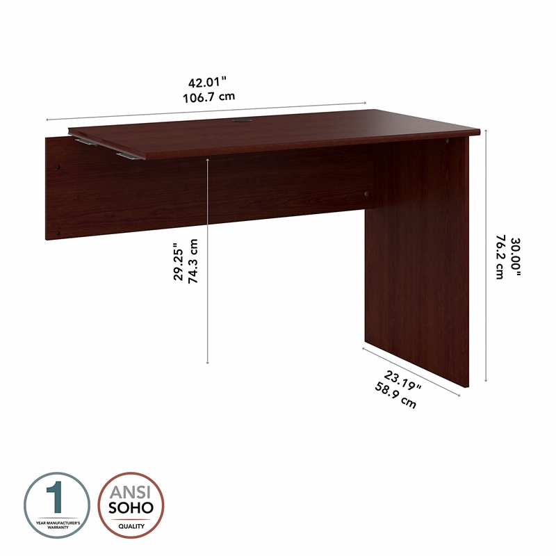 Pemberly Row 42W x 23D x 30H Shell Desk Return in Harvest Cherry