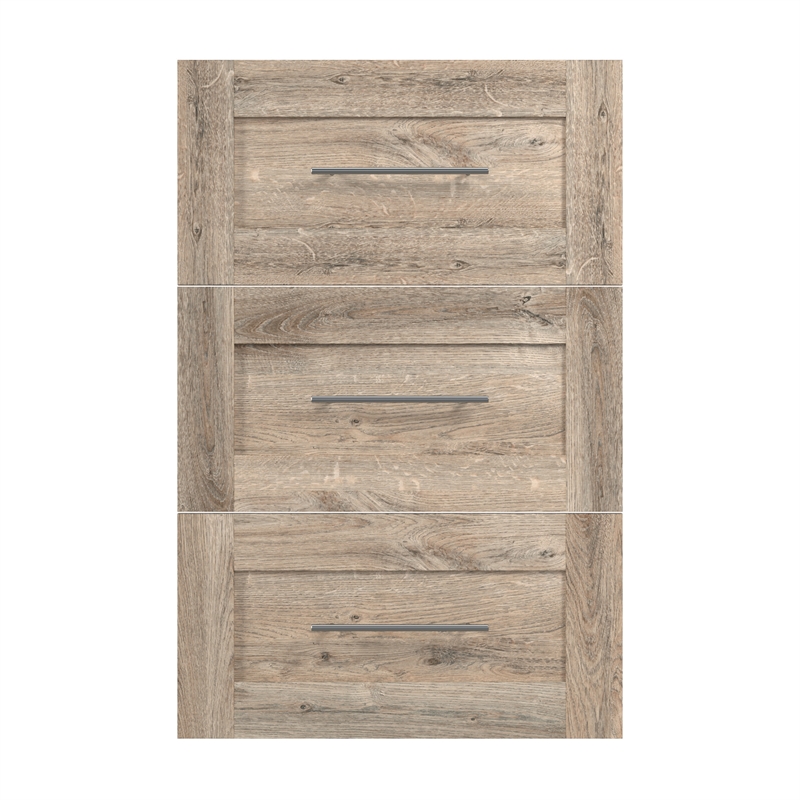 Pemberly Row 3 Drawer Set for 25W Closet Organizer in Rustic Brown