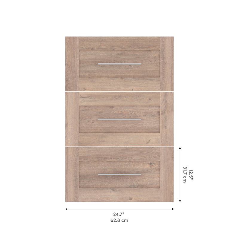 Pemberly Row 3 Drawer Set for 25W Closet Organizer in Rustic Brown