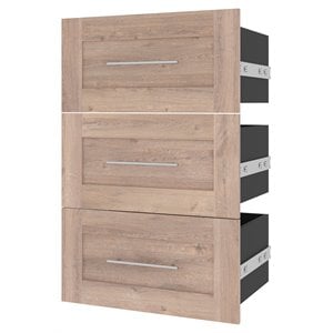 Pemberly Row 3 Drawer Set for 25W Closet Organizer in Rustic Brown