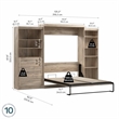 Pemberly Row Queen Murphy Bed With Shelving and Drawers 126W in Rustic Brown
