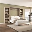 Pemberly Row Queen Murphy Bed and 2 Shelving Units 115W in Rustic Brown