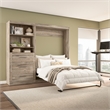 Pemberly Row Full Murphy Bed and Shelving Unit With Drawers 95W in Rustic Brown