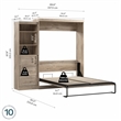 Pemberly Row Queen Murphy Bed and Shelving Unit With Drawers 90W in Rustic Brown