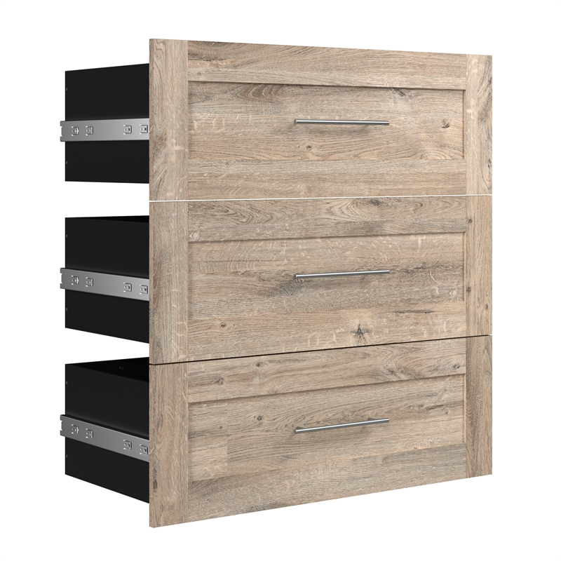 Pemberly Row 3 Drawer Set for 36W Closet Organizer in Rustic Brown