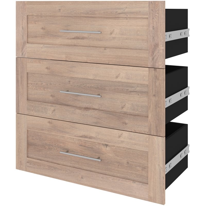 Pemberly Row 3 Drawer Set for 36W Closet Organizer in Rustic Brown