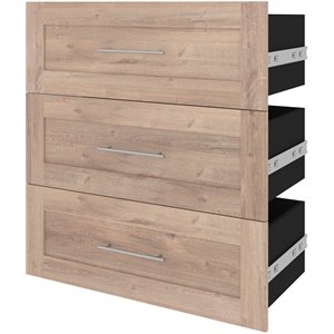 Pemberly Row 3 Drawer Set for 36W Closet Organizer in Rustic Brown
