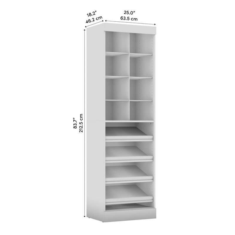 Pemberly Row 25W Closet Shoe Organizer With Cubbies in Rustic Brown