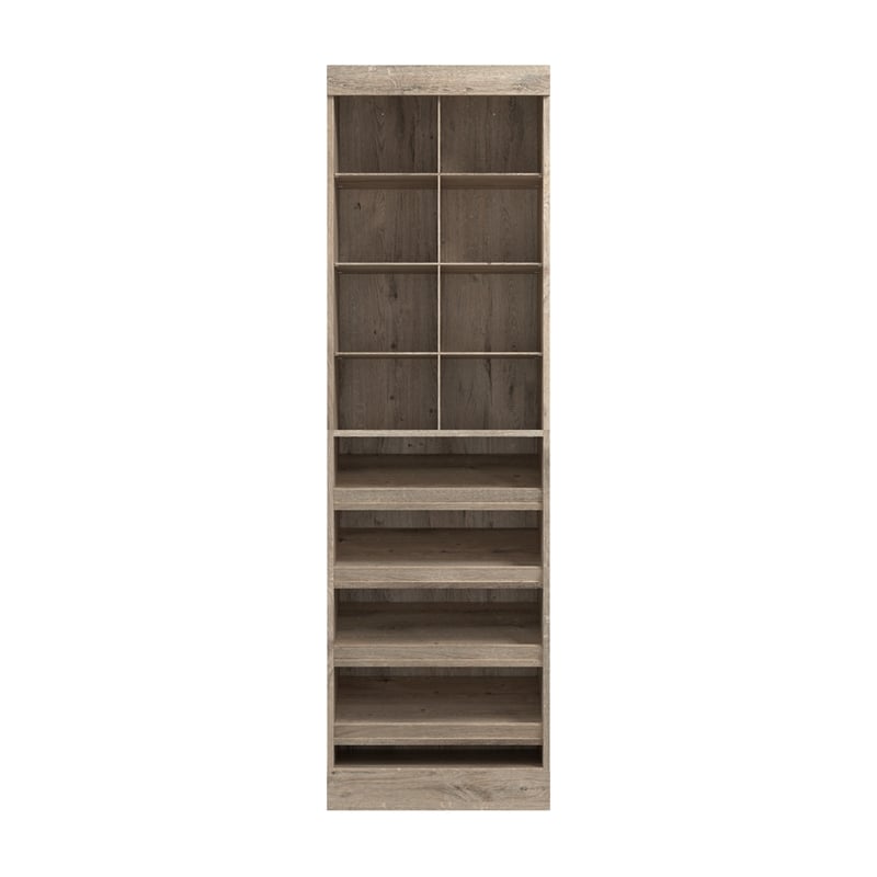 Pemberly Row 25W Closet Shoe Organizer With Cubbies in Rustic Brown