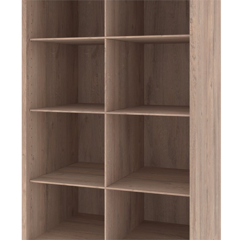 Pemberly Row 25W Closet Shoe Organizer With Cubbies in Rustic Brown