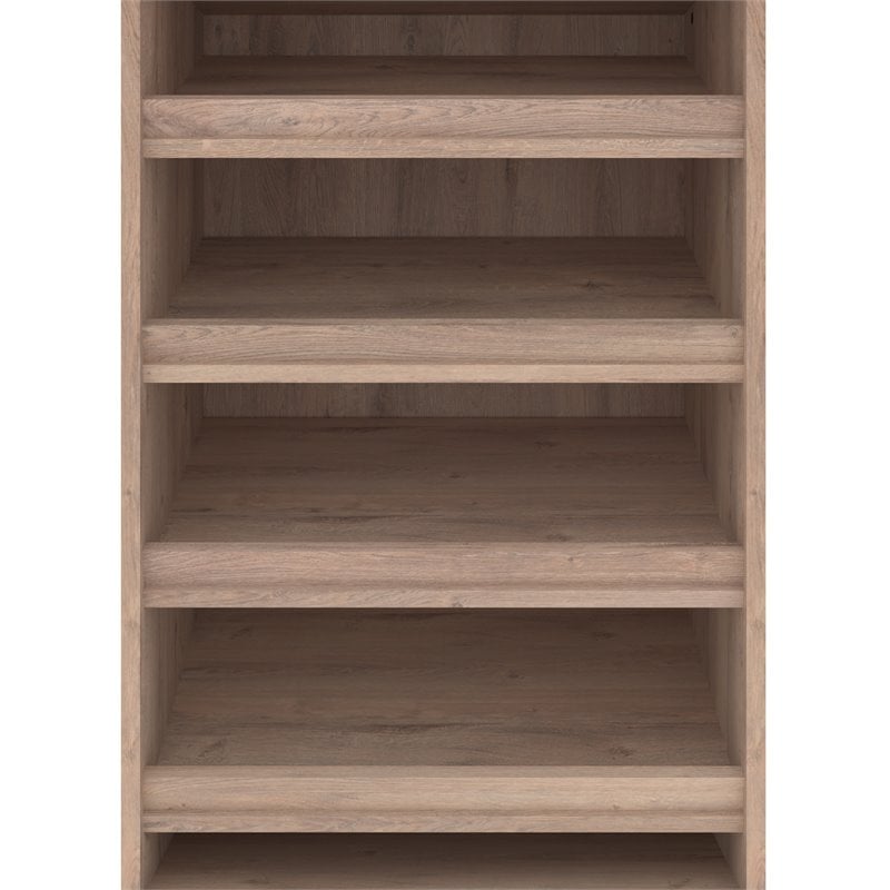 Pemberly Row 25W Closet Shoe Organizer With Cubbies in Rustic Brown