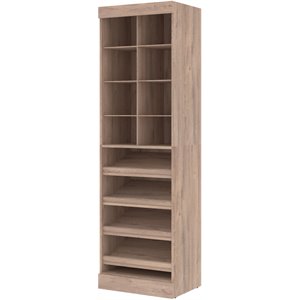 Pemberly Row 25W Closet Shoe Organizer With Cubbies in Rustic Brown