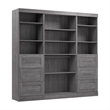 Pemberly Row 86W Closet Organizer System With Drawers in Bark Gray