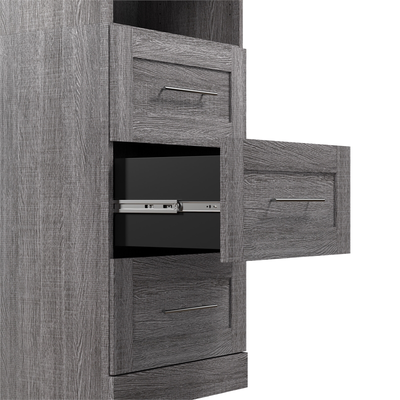 Pemberly Row 86W Closet Organizer System With Drawers in Bark Gray