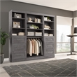 Pemberly Row 86W Closet Organizer System With Drawers in Bark Gray