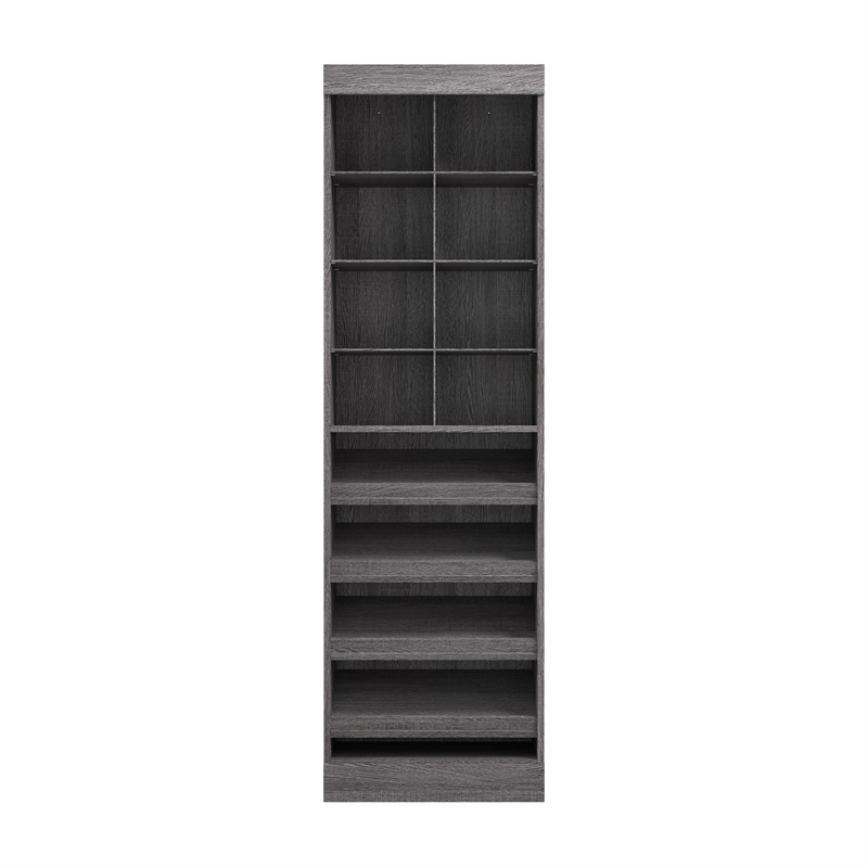 Pemberly Row 25W Closet Shoe Organizer With Cubbies in Bark Gray