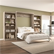 Pemberly Row Queen Murphy Bed With 2 Shelving Units 137W in Rustic Brown