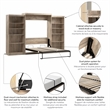 Pemberly Row Queen Murphy Bed With 2 Shelving Units 137W in Rustic Brown