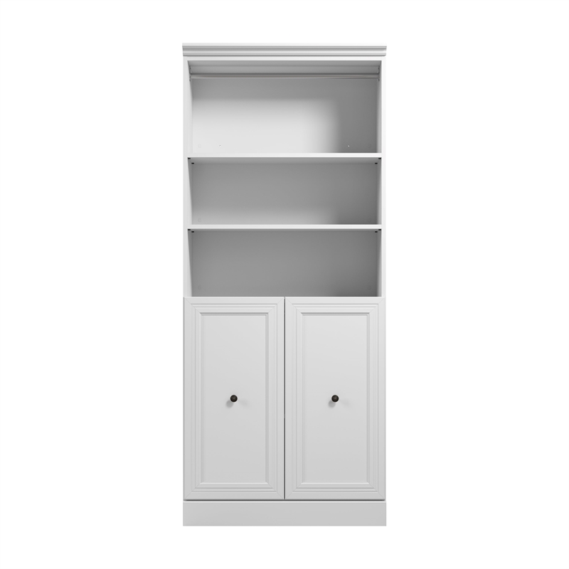 Pemberly Row Queen Murphy Bed and Closet Organizer With Drawers 92W in White