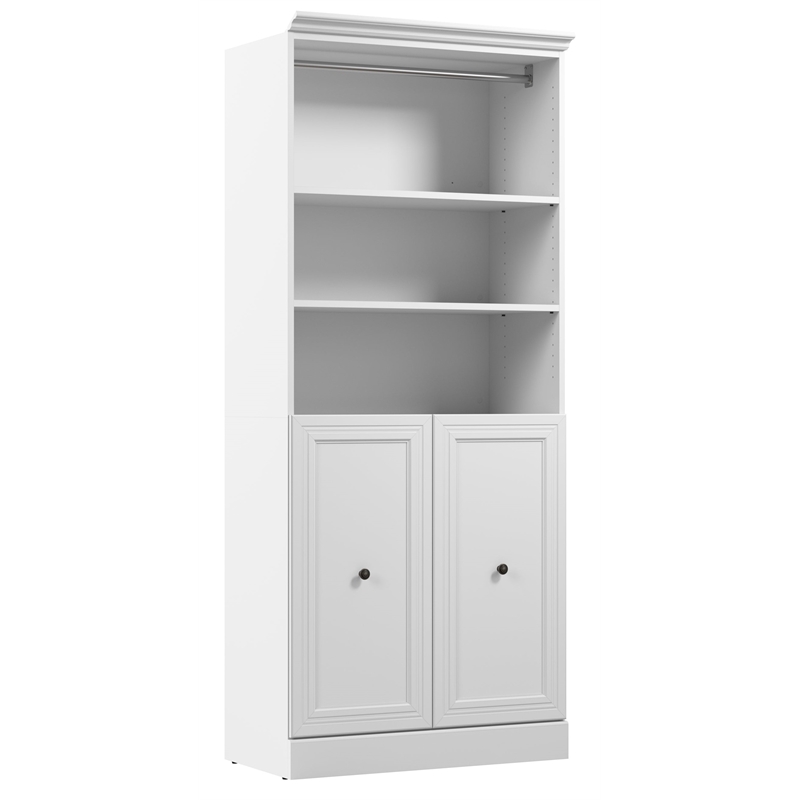 Pemberly Row Queen Murphy Bed and Closet Organizer With Drawers 92W in White