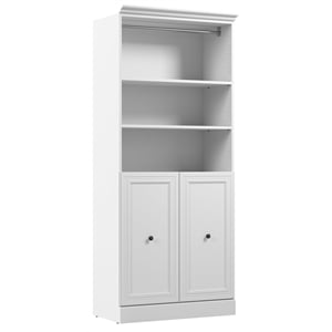 Pemberly Row Queen Murphy Bed and Closet Organizer With Drawers 92W in White