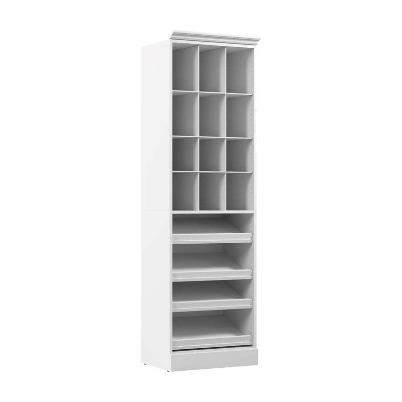 Pemberly Row 25W Closet Shoe Organizer With 12 Cubbies in White