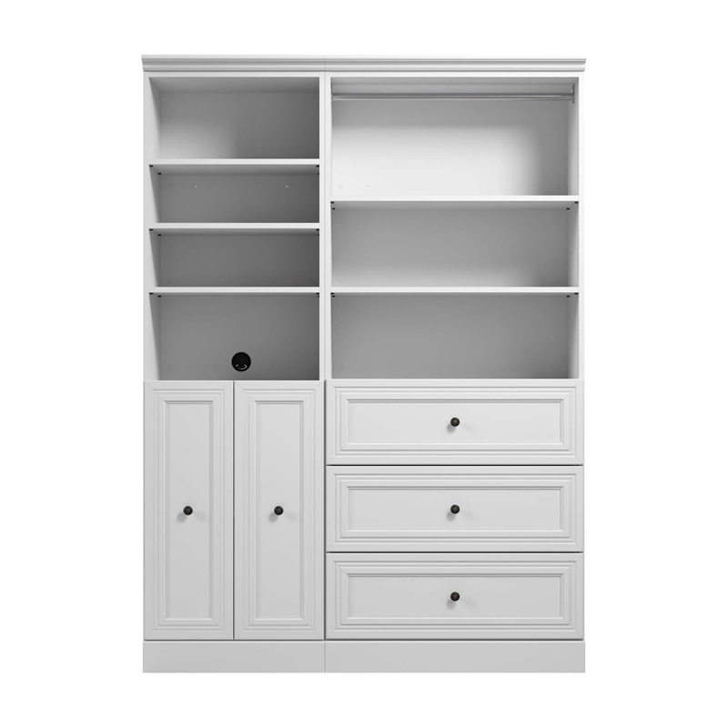 Pemberly Row 61W Closet Organizer System With Doors and Drawers in White