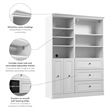 Pemberly Row 61W Closet Organizer System With Doors and Drawers in White