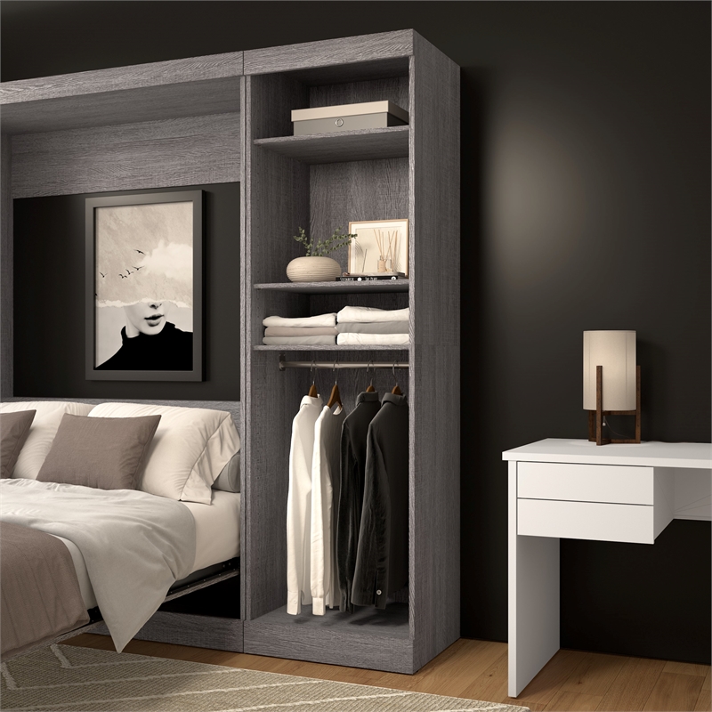 Pemberly Row 25W Closet Organizer With Shelves and Clothing Rods in Bark Gray