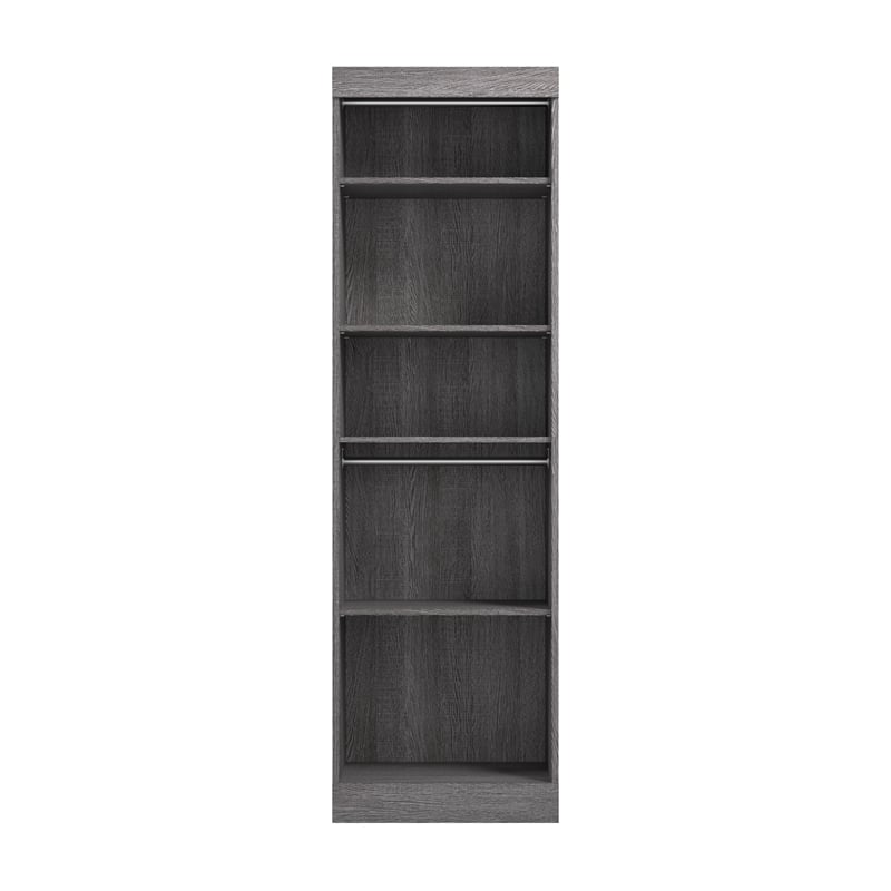 Pemberly Row 25W Closet Organizer With Shelves and Clothing Rods in Bark Gray