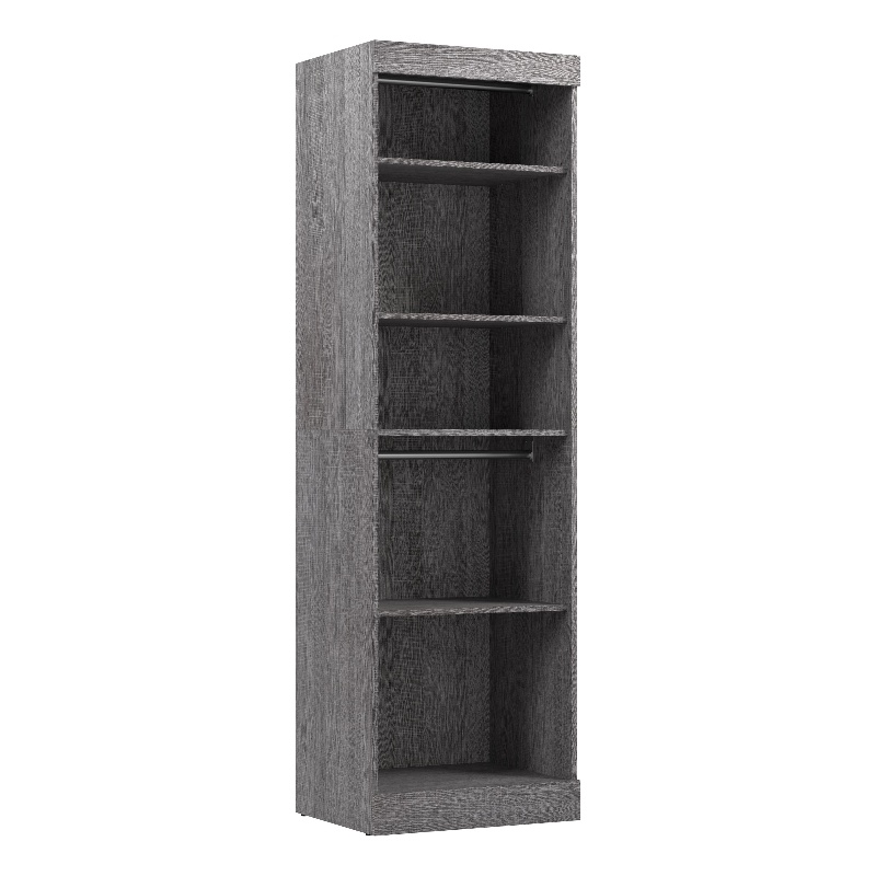 Pemberly Row 25W Closet Organizer With Shelves and Clothing Rods in Bark Gray