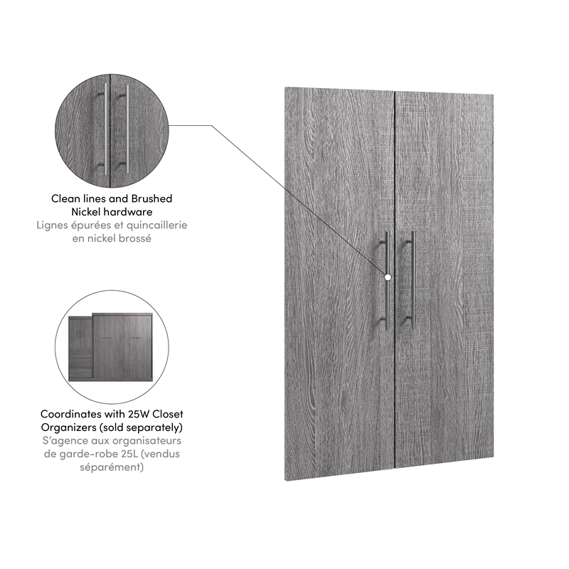 Pemberly Row 2 Door Set for 25W Closet Organizer in Bark Gray