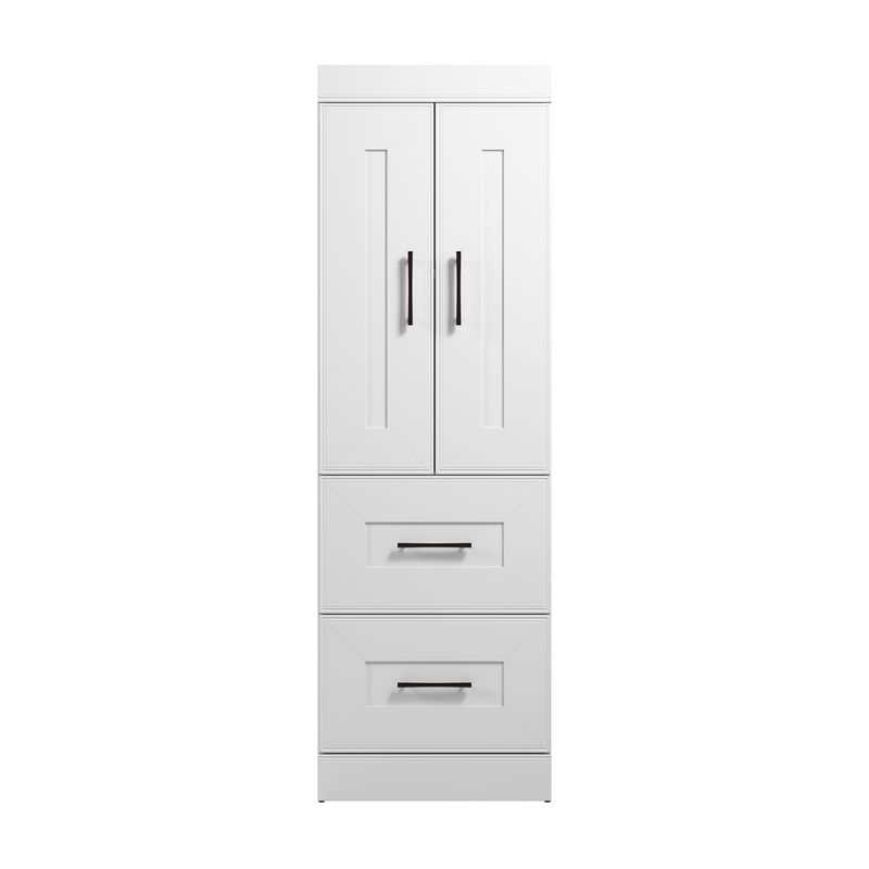 Pemberly Row 25W Wardrobe With Doors Drawers and Shelves in White