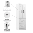 Pemberly Row 25W Wardrobe With Doors Drawers and Shelves in White