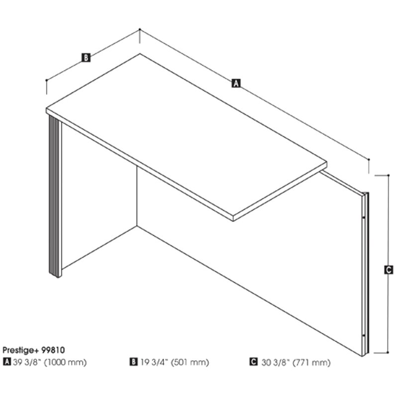 Pemberly Row Desk Return With Wire Management in Bark Gray and Slate