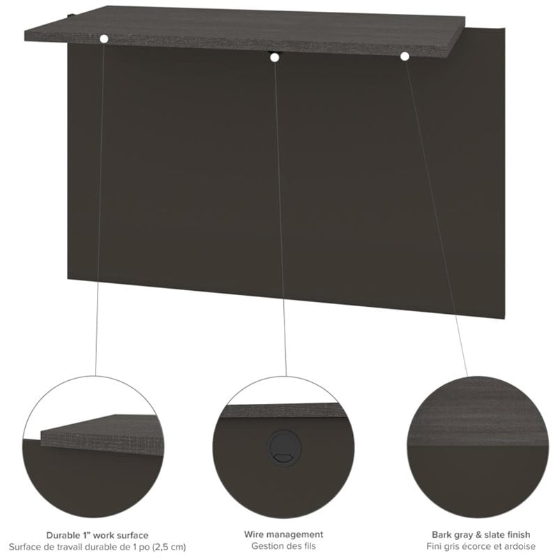 Pemberly Row Desk Bridge With Melamine Surface in Bark Gray and Slate