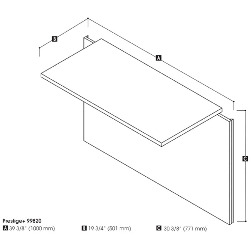Pemberly Row Desk Bridge With Melamine Surface in Bark Gray and Slate