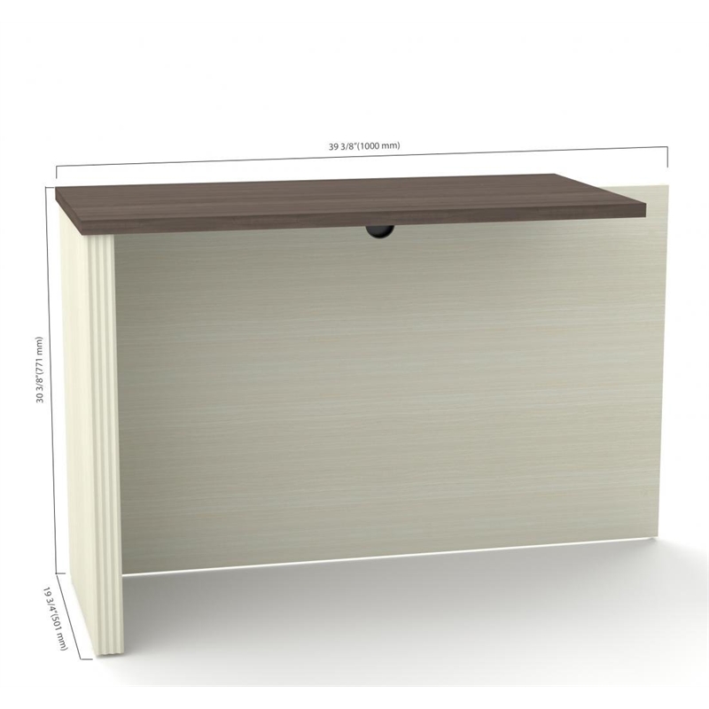 Pemberly Row Return Table for Home Office in White Chocolate and Antigua
