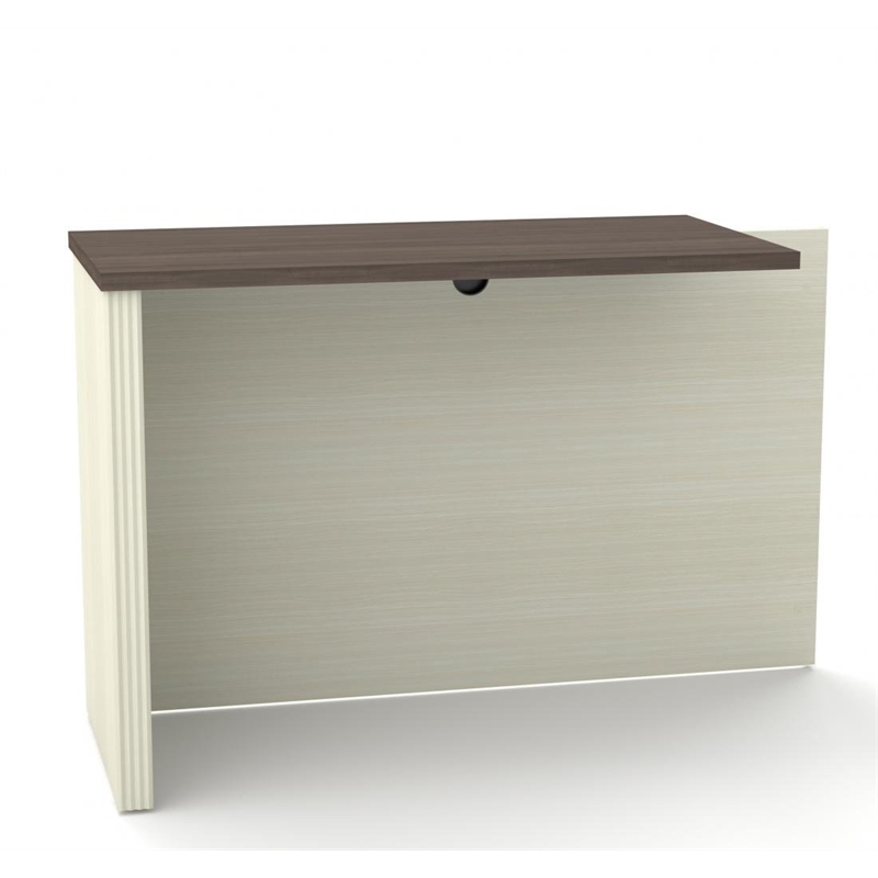 Pemberly Row Return Table for Home Office in White Chocolate and Antigua